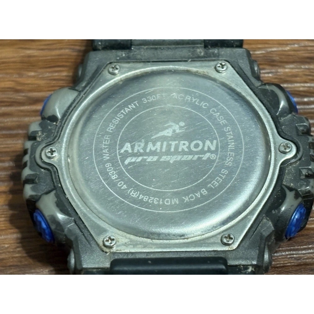 Armitron Pro Sport 40/8309 Dual Time Quartz Digital Men's Watch New Battery Blue - Picture 7 of 9